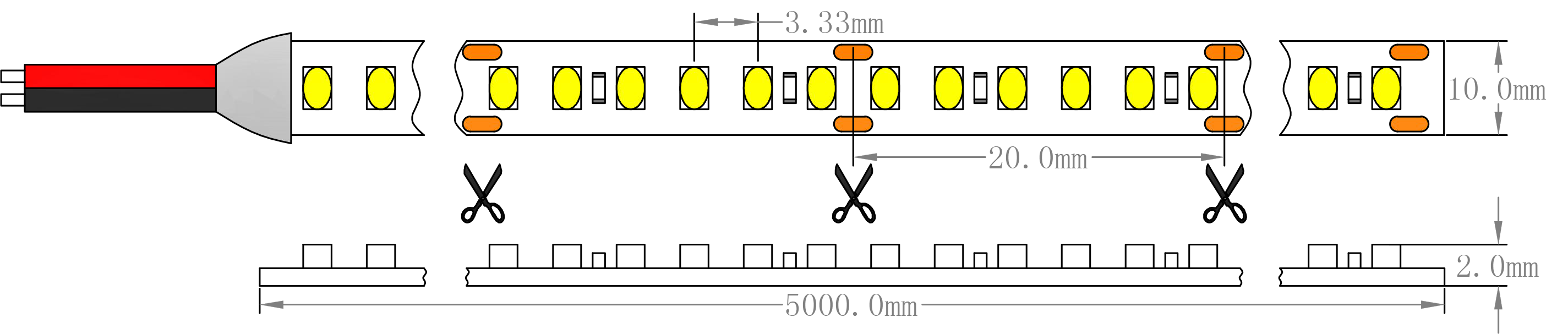 SMD2216-300LEs-24V البعد